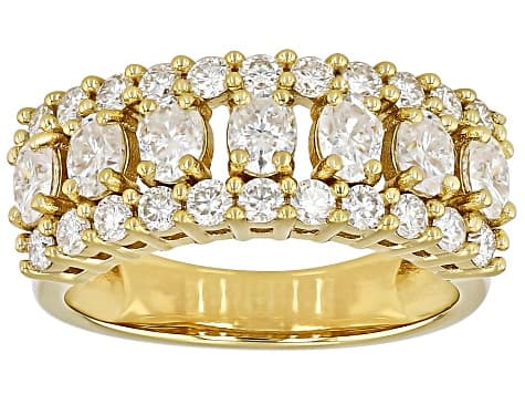 Moissanite 14k Yellow Gold Over Sterling Silver Band Ring 2.06ctw DEW