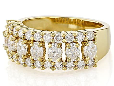 Moissanite 14k Yellow Gold Over Sterling Silver Band Ring 2.06ctw DEW