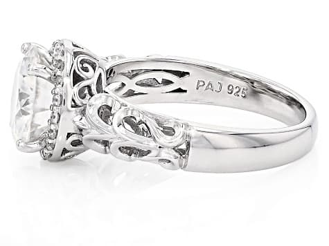 Moissanite Platineve Halo Ring 2.90ctw DEW.