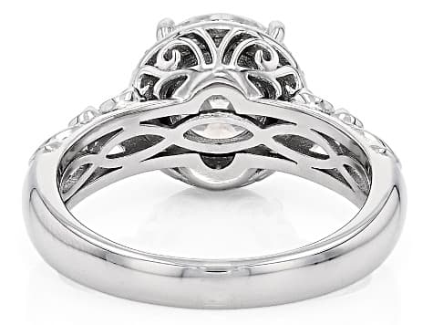 Moissanite Platineve Halo Ring 2.90ctw DEW.