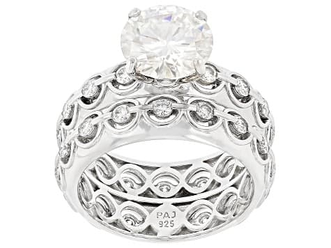 Moissanite Platineve Ring With Band 3.63ctw DEW.