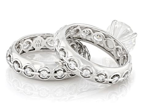 Moissanite Platineve Ring With Band 3.63ctw DEW.