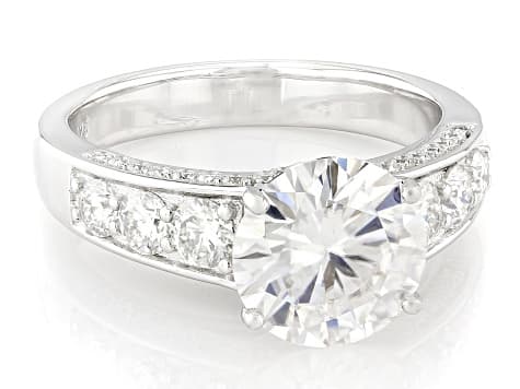 Moissanite Platineve Engagement Ring 3.70ctw DEW.
