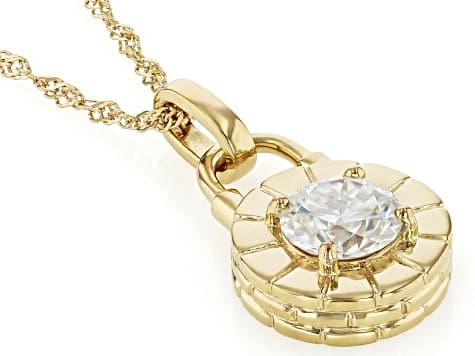 Moissanite 14k Yellow Gold Over Silver Solitaire Pendant 1.90ct DEW