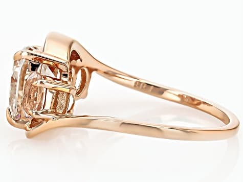 Moissanite And Morganite 14k Rose Gold Over Sterling Silver Ring 1.80ct DEW