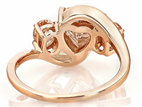 Moissanite And Morganite 14k Rose Gold Over Sterling Silver Ring 1.80ct DEW