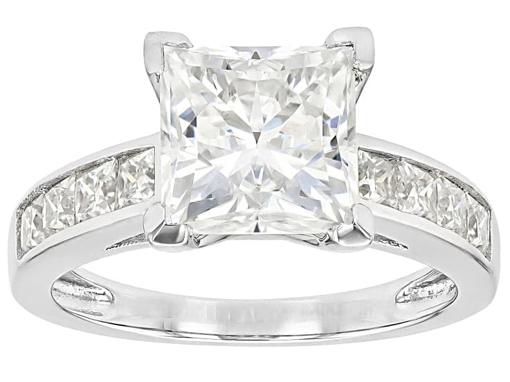 Moissanite Platineve Engagement Ring 3.90ctw DEW.