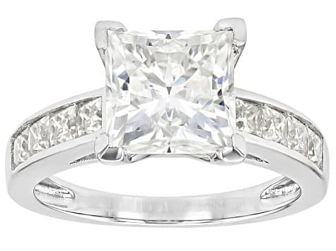 Moissanite Platineve Engagement Ring 3.90ctw DEW.