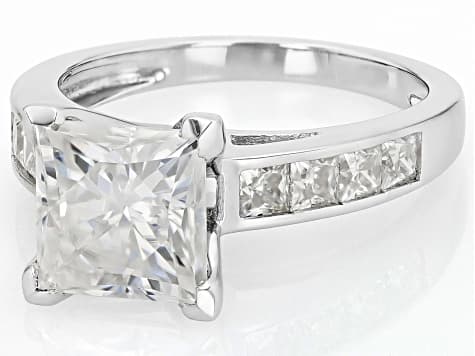 Moissanite Platineve Engagement Ring 3.90ctw DEW.