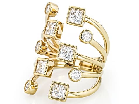 Moissanite 14k Yellow Gold Over Silver Ring 2.55ctw DEW.