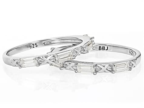 Moissanite Platineve Set Of 2 Stackable Rings 0.72ctw DEW.