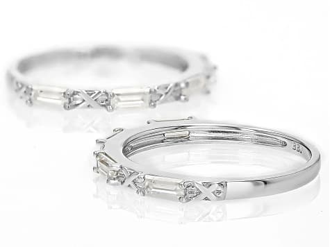 Moissanite Platineve Set Of 2 Stackable Rings 0.72ctw DEW.