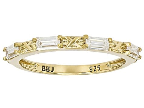 Moissanite 14k Yellow Gold Over Silver Set Of 2 Stackable Rings 0.72ctw DEW.