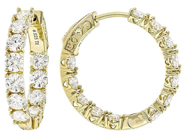 Moissanite 14k Yellow Gold Over Sterling Silver Inside Out Hoop Earrings 5.52ctw DEW