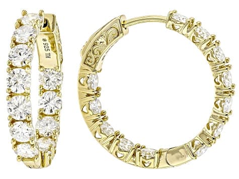 Moissanite 14k Yellow Gold Over Sterling Silver Inside Out Hoop Earrings 5.52ctw DEW