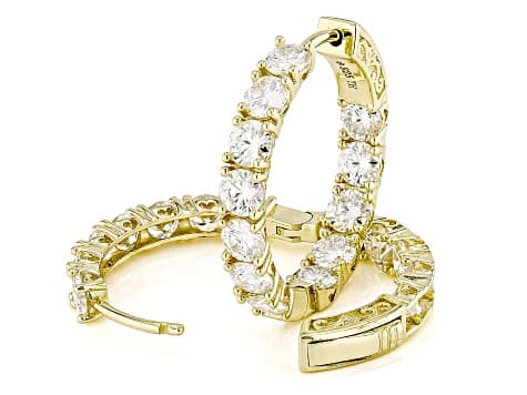Moissanite 14k Yellow Gold Over Sterling Silver Inside Out Hoop Earrings 5.52ctw DEW