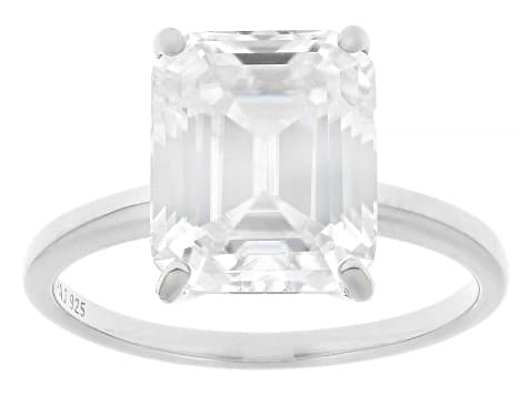 Moissanite Platineve Solitaire Ring 4.93ct DEW.