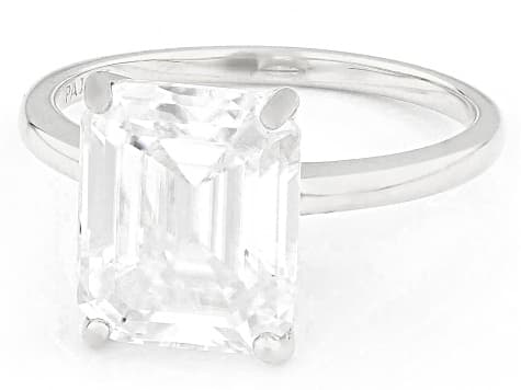 Moissanite Platineve Solitaire Ring 4.93ct DEW.