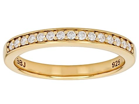 Colorless And Multi Color Moissanite 14k Yellow Gold Over Silver Ring With Two Bands 2.60ctw DEW