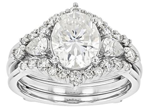 Moissanite Platineve Ring With Guard Set 2.94ctw DEW