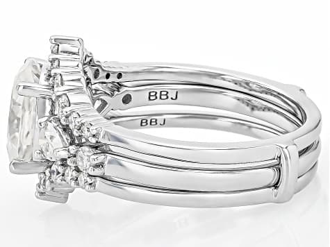 Moissanite Platineve Ring With Guard Set 2.94ctw DEW