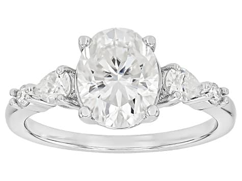 Moissanite Platineve Ring With Guard Set 2.94ctw DEW
