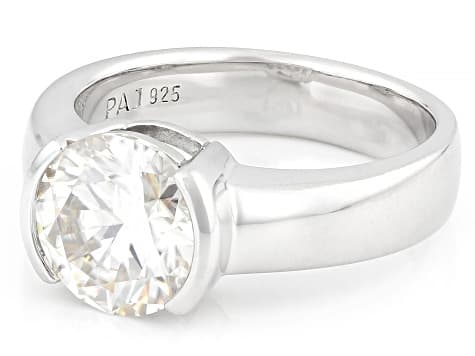 Moissanite Platineve Solitaire Ring 2.70ct DEW.