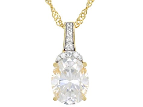 Moissanite 14K Yellow Gold Over Silver Pendant 3.10ctw DEW.