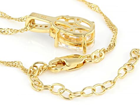 Moissanite 14K Yellow Gold Over Silver Pendant 3.10ctw DEW.
