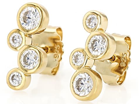 Moissanite 14k Yellow Gold Over Silver Earrings 1.02ctw DEW.