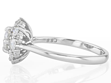 Moissanite Platineve Halo Ring 1.38ctw DEW