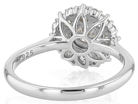 Moissanite Platineve Halo Ring 1.38ctw DEW