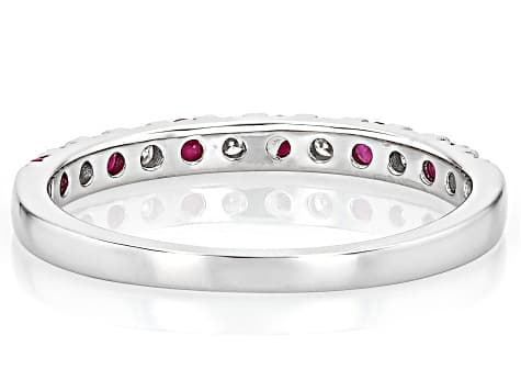 Moissanite And Mozambique Ruby Platineve ring .18ctw DEW