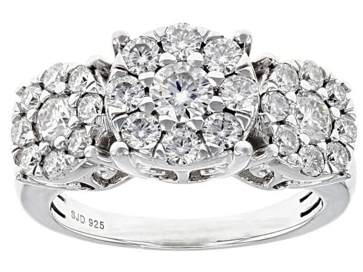Moissanite Platineve Cluster Ring 1.51ctw DEW.