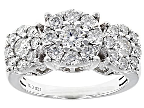 Moissanite Platineve Cluster Ring 1.51ctw DEW.
