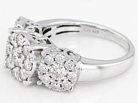 Moissanite Platineve Cluster Ring 1.51ctw DEW.