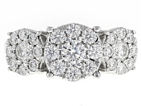 Moissanite Platineve Cluster Ring 1.51ctw DEW.