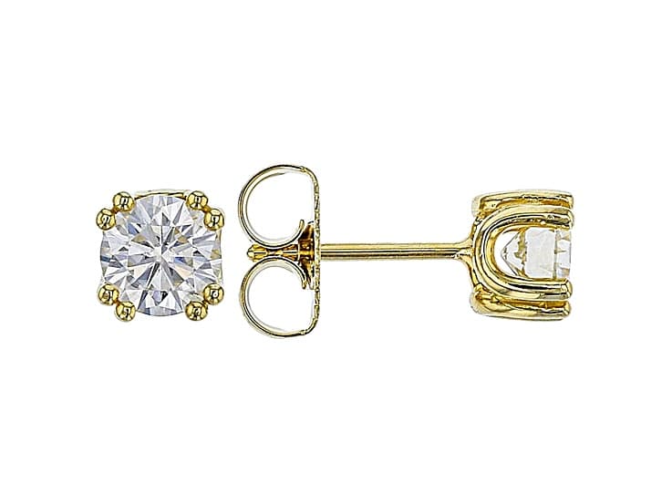 Moissanite 14k Yellow Gold Over Sterling Silver Stud Earrings 1.00ctw DEW