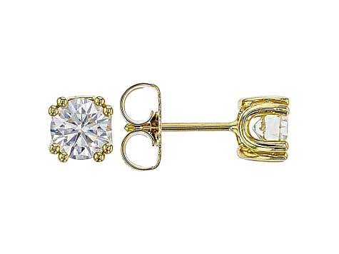 Moissanite 14k Yellow Gold Over Sterling Silver Stud Earrings 1.00ctw DEW