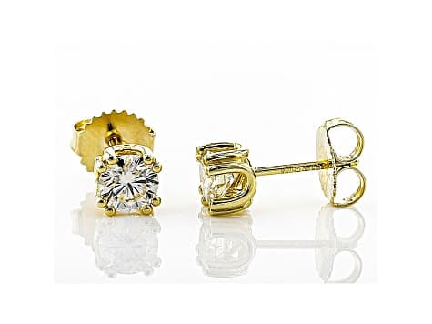 Moissanite 14k Yellow Gold Over Sterling Silver Stud Earrings 1.00ctw DEW