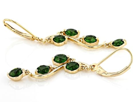 Green Chrome Diopside 18K Yellow Gold Over Sterling Silver Dangle Earrings 2.30ctw