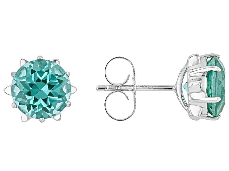 Green Lab Created Spinel Rhodium Over Silver Earrings 3.43ctw