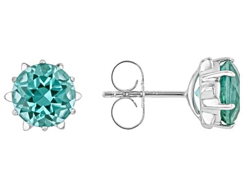 Green Lab Created Spinel Rhodium Over Silver Earrings 3.43ctw