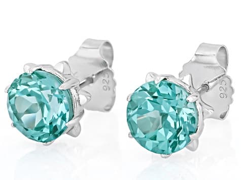 Green Lab Created Spinel Rhodium Over Silver Earrings 3.43ctw