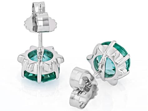 Green Lab Created Spinel Rhodium Over Silver Earrings 3.43ctw
