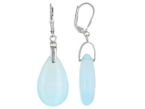 Peruvian Blue Opal Rhodium Over Sterling Silver Earrings