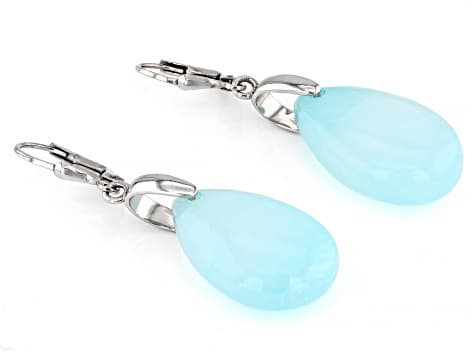 Peruvian Blue Opal Rhodium Over Sterling Silver Earrings