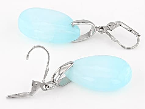 Peruvian Blue Opal Rhodium Over Sterling Silver Earrings
