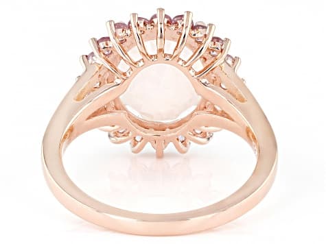 Multi-Color Ethiopian Opal 18k Rose Gold Over Sterling Silver Halo Ring 2.89ctw