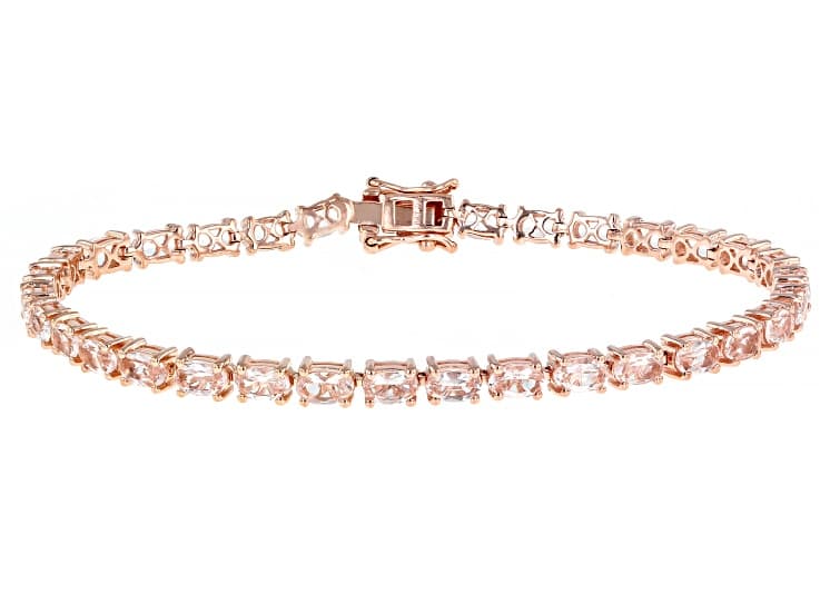 Peach Morganite 18K Rose Gold Over Sterling Silver Tennis Bracelet 5.40ctw